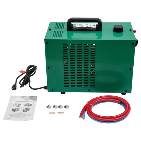 Heavy Duty Tig Welder Water Cooler System Wrc-300a 8 Gallon Tank with cables, manual, and brass fittings.