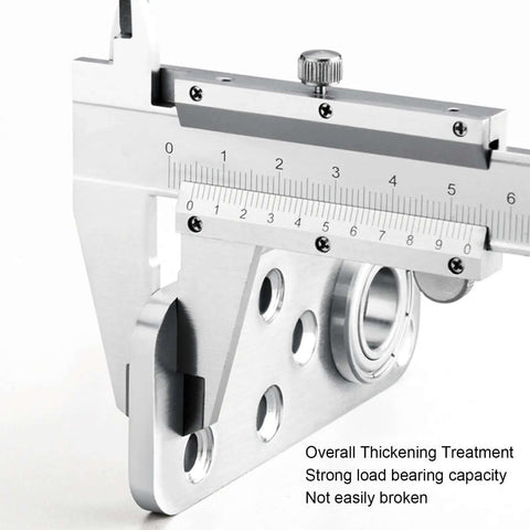 Detailed view of Beefy Heavy Duty Hidden Door Hardware with caliper measuring stainless steel Invisibles Pivot Hinge System