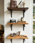 Branch Style Wall Mount L Brackets Vintage Rustic Decorative Support For Kitchen Home Office Thick Wood Shelves with decor