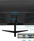 Back view of 22 Inch Full HD Security Monitor With HDMI VGA And Built In Speaker No Bluetooth Or WiFi Works With CCTV DVR NVR Clear 1080p Display For Round The Clock Surveillance showing ports and measurements.