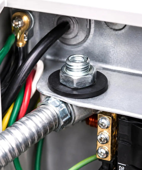 Non Conductive EPDM Rubber Fender Washer 1/4 Inch ID by 1-1/2 Inch OD, 1/16 Inch Thick in electrical panel setup
