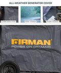 Heavy Duty Large Portable Generator Cover Premium Waterproof Vinyl With Double Insulation Drawstring Lock Secures Five Thousand Watt Camp Rig snugly and weatherproof.