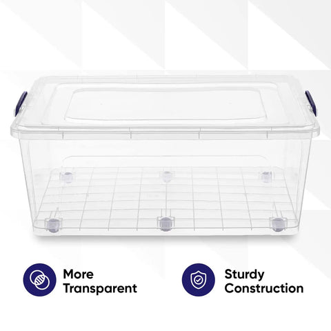 Clear Stackable Storage Bins With Tight Seal Lids Heavy Duty Plastic Organizer Containers Bpa Free And Nontoxic Build Ideal For Home Office Or Dorm Spaces Comes In Eight Piece 60 Quart Wheeled Sets That Are Hard As Nails And Totally Legit