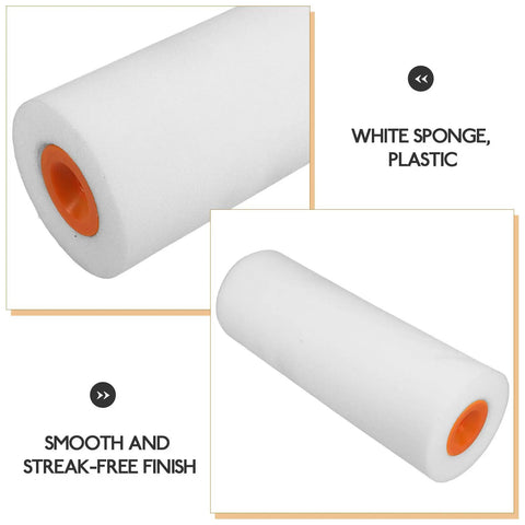 Hella Durable Small Paint Roller Sponge Sleeves For Trim And Cabinet Painting White Foam Covers with orange end for smooth finish.