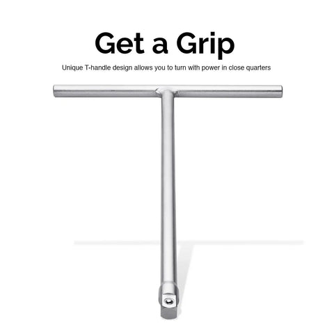Three Eighths Inch Drive T Handle Wrench With Long Reach For Tight Spaces Heavy Duty Chrome Vanadium Steel Construction