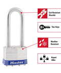 Keyed-Alike Outdoor Padlocks With Keys, Extra Long Shackle For Gate, Fence, Shed And Equipment, Durable Laminated Steel Body