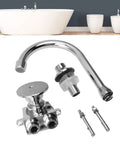 Foot Pump Faucet Kit - Hands-Free Foot Control Kitchen Tap Flexible Hose Contactless Design Easy Operation Ideal for Cooking and Cleaning - Chrome faucet components, flexible hose, foot switch.