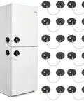 Heavy Duty Refrigerator Locks With Keys 12 Pack Adhesive Fridge Locks For Kidproofing And Child Safety Strong Cabinet Locks shown on fridge