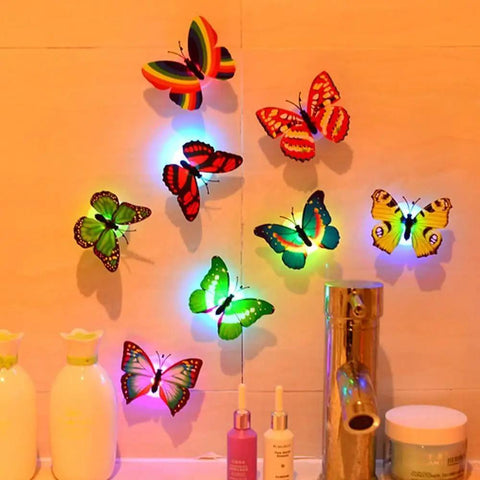 Dope LED Butterfly Decoration Lights Set Of 12 For Garden And Backyard Wall Decor Waterproof Adhesive Butterfly Stickers Luminous