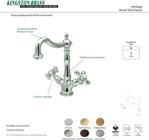 Antique Brass Vessel Sink Faucet With Deck Mount 1 Or 3 Hole Installation Deck Plate Drip Free Ceramic Disc Cartridge 1.2 GPM Flow