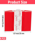 Dope Self Adhesive Clear Acrylic Hinges Pack of 16 for DIY Boxes, red transparent, size 1.37x0.98 inches, hardware detail