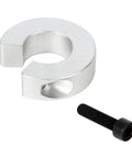 Aluminum shaft collar with M5 set screw; clamp-on, 20mm bore