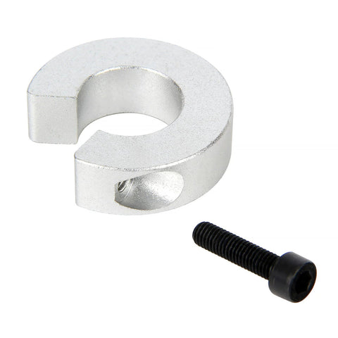 Aluminum shaft collar with M5 set screw; clamp-on, 20mm bore