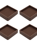 Brown Rubber Caster Cups 2x2 In Non Slip Furniture Feet Protectors 4 Pack Dense Rubber Gripper Pads For Tables Chairs