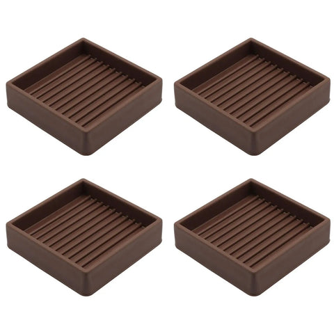 Brown Rubber Caster Cups 2x2 In Non Slip Furniture Feet Protectors 4 Pack Dense Rubber Gripper Pads For Tables Chairs