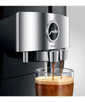 Top Shelf Fully Automatic Commercial Coffee Station Featuring Six Point Seven Inch Touchscreen Interface thirty five drink recipes aroma selection tech fresh ground brewing and sleek diamond black frame for any real deal barista hustler dispensing coffee.