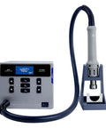 High-Power 1000W Hot Air Soldering Station With 100 to 480 C Range, 120 L Min Airflow, Brushless Fan, Lead-Free Soldering, BGA Rework And Desoldering, PCB Chip Repair Kit For Quick Pro-Grade Repairs on display with digital controls and nozzle holder.