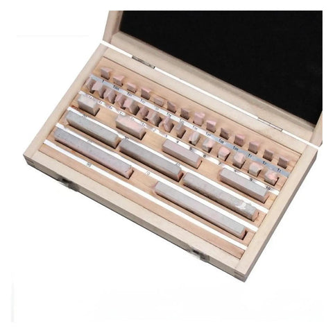 Heavy Duty 38 Piece Hss Tool Steel Gauge Block Set Ranging From 1 To 100Mm With Insanely Precise 0 0001Mm Calibration Rating For Router And Table Saw Tools in wooden case.