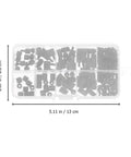 180 Pcs Nylon Screw Nut Kit With Hex Nylon Spacers And Standoffs in box, dimensions shown, durable industrial fasteners.