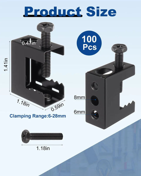 Heavy Duty Spring Steel Beam Clamps For Beams And Threaded Rods One Quarter Inch Twenty Thread Clamps product size details