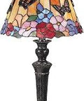 Two Light Tiffany Style Table Lamp With Butterfly Glass And Mica Bronze Finish Fieldstone Base 12 Inch Height 273 Piece Art Glass