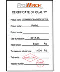 Certificate of quality for Heavy Duty Neodymium Magnetic Lifter For Round Steel Pipes And Flat Plates 10000 Lbs.
