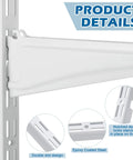 Four Piece Set Of Twelve Inch Dual Track Upright Wall Shelves With Notched Bracket Rail And Heavy Duty Adjustable Brackets For Quick Rock Solid Wall Mount Storage Setup, showing double slot design and epoxy coated steel.
