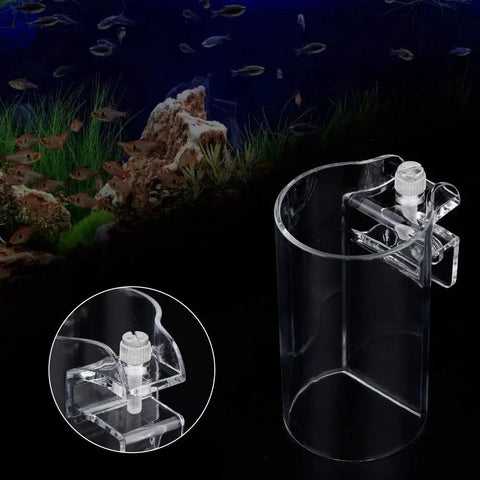 Pssopp Aquarium Fish Feeder Floating Food Control Station Clear Acrylic Screw Mounted Transparent Dish Keeps Flake Food Gathered In One Place Reducing Tank Mess And Supporting Cleaner Water For Happy Pets
