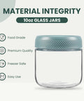 Six Pack 10oz Glass Jars With Airtight Lids For Overnight Oats, Yogurt, Snacks, Spices And Sugar, Wide Mouth Mason Style