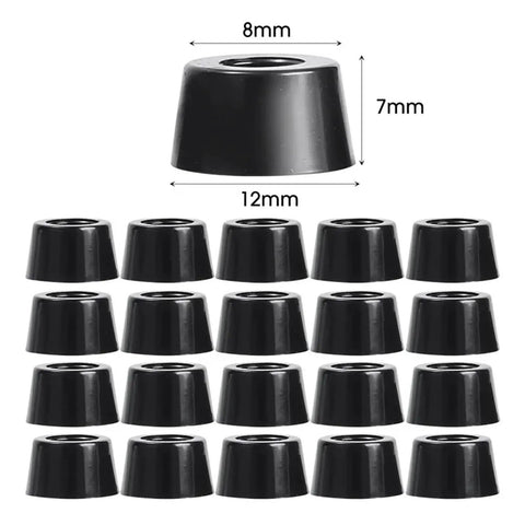 80 Piece Rubber Feet Set For Cutting Boards And Furniture Non Slip Floor Protectors Anti Vibration Bumpers dimensions shown
