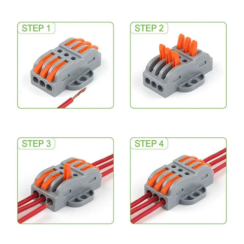 Wire Cable Connectors With Fix Hole Universal Compact Wiring Terminal Block For No Fuss Docking And Quick Electric Fixes 2 Piece Set