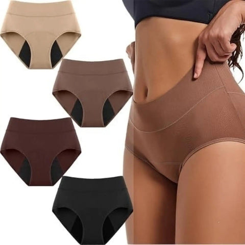 Game Changing Leakproof Incontinence Underwear Featuring Washable Cotton Briefs With Heavy Duty Absorbent Core And Waterproof Backing for solid bladder protection, displayed in four color options.