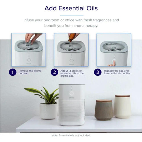 Steps to add essential oils to LV-H128 air purifier for Genuine Replacement Filter for LV-H128 Desktop Air Purifier, 3-Stage Dual-Filter System That Pulls Dust, Smoke, Pollen, and Odors, Activated Carbon Core, AHAM Verifide, 2-Piece Set, Keeps Your Purifier Running Like a Champ.
