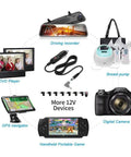 Keep Your Portable DVD Player And Gear Humming Like A Charm While You Hit The Road This Universal 12V DC Cigarette Charger is connected to various devices.
