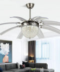 42 Inch 3 in 1 Fandelier Ceiling Fan With Remote Light Kit Dimmable LED Chandelier 8 Retractable Blades in modern interior