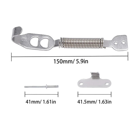 Stainless Steel Hood Spring Fastener Clips For Cars And Trucks Secure Your Hood On Every Ride No Hood Pop On Highways Or Rough Roads Durable Automotive Clip Set, 150mm, 41mm