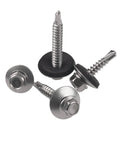 Screws with bonded neoprene-EPDM sealing washers, stainless steel (4 pcs)