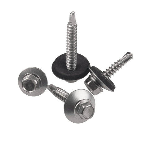Screws with bonded neoprene-EPDM sealing washers, stainless steel (4 pcs)