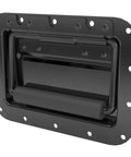 Four Pack Large Spring Loaded Recessed Steel Handles With Black Powder Coat and Padded Rubber Grip, front view