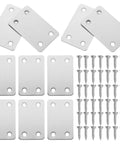 Sturdy Stainless Steel Flat Mending Plates With Screws 20 Piece Kit, Heavy Duty Corner Braces For Wood Shelves, Home Improvement And DIY Projects, Versatile Straight Brackets For Cabinets And Furniture Repair displayed with screws.