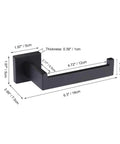 Sturdy SUS304 Stainless Steel Matte Black Toilet Paper Holder Wall Mount With Upward Bar And Open Side Design For Easy Roll Change Rust Resistant Anti Corrosion Heavy Duty Bathroom Lavatory Hardware with dimensions labeled.