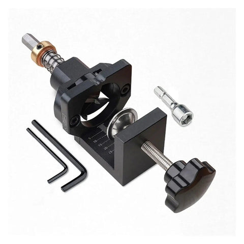 Aluminum Alloy 35mm Milling Cutter Kit For Hinge Fixtures With Clip Drill Bit Drilling Guide Hole Locator For Woodworking Cabinets And Furniture Installations Side And End Milling DIY Friendly And Easy To Use Precise Hole Alignment, black aluminum 35mm hinge drill guide with bits