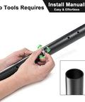 Hand adjusting black steel riser with tool-free setup for 4 Pack Heavy Duty Table Leg Extenders Rock Solid Steel Risers For Folding Tables Adjustable Height Lifter Fits Straight Or Bent Legs Quick Install Stabilizer Lets Your Tables Sit Dead Even Daily.