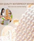 Close-up of waterproof material with woman using Under Desk Leg Warmer Space Heater With Blanket Portable Foldable Heat Pad.