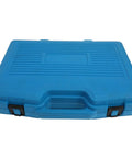 Closed blue case of the 28 Piece Master Press And Pull Sleeve Kit For Removing Bearings Bushings And Seals In Cars And Light Commercial Vehicles.