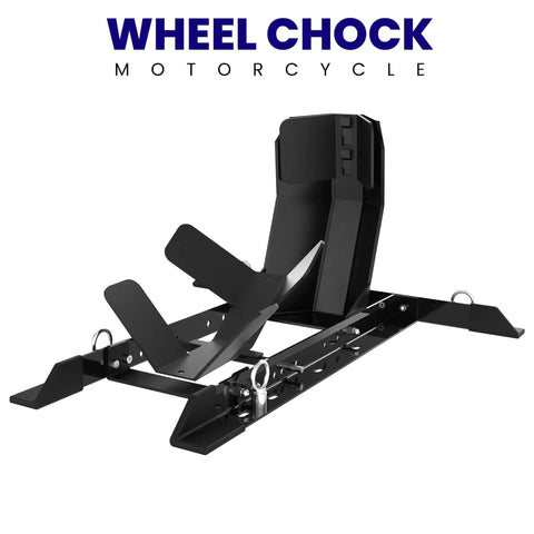 Universal Motorcycle Wheel Chock For Stand And Trailer, Fully Adjustable, Detachable And Foldable, Heavy Duty Black Chock