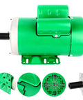 2HP Farm Duty Single Phase Electric Motor 1725 RPM 145T TEFC IP54 Heavy Duty Frame 7 Eighths Inch Shaft 115 230V Dual Voltage CW CCW Rotation Ideal For Pumps Fans Compressors, green housing