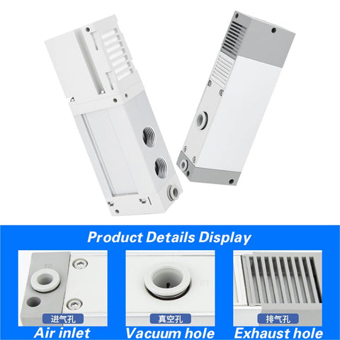 Multi Stage High Vacuum Generator With Big Flow And Strong Suction For Industrial Use Heavy Duty Performance ZL112 K15 25LDD ZL212GN DN ZL112 K25LZD GN Color showing air, vacuum, and exhaust holes