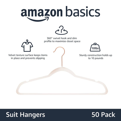 Space Saving Slim Velvet Non Slip Suit Hangers Pack Of Fifty Blush Pink Rose Gold Heavy Duty Clothes Rack With Deep Notches Keeping Your Threads Crisp Total Closet Flex