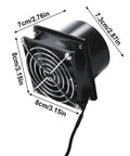 Fume Extractor Fan For Soldering, USB Adjustable Smoke Absorber with dimensions showing 8cm duct size